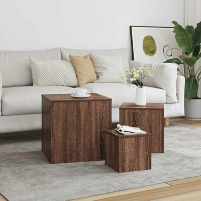 B&Q -  Side Tables 3 Pcs Brown Oak Engineered Wood