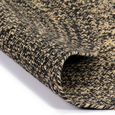 B&Q -  Handmade Rug Jute Black And Brown 210 Cm