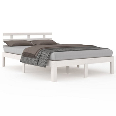 Vidaxl Bed Frame Without Mattress White Solid Wood 200X200 Cm from B&Q