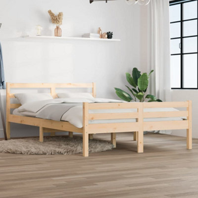 Vidaxl Grain Bed Frame Without Mattress Solid Wood 120X190 Cm Double Double Small