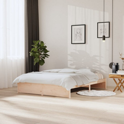 Vidaxl Grain Bed Frame Without Mattress Solid Wood 150X200 Cm King King 5Ft