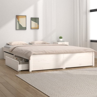 3103524 Vidaxl Bed Frame Without Mattress With Drawers White 160X200 Cm (814960+815000) from B&Q