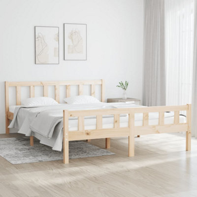 Vidaxl Bed Frame Without Mattress Solid Wood King Size Grain