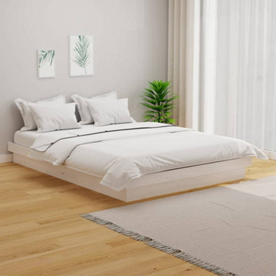 B&Q -  Bed Frame Without Mattress White Solid Wood 140X190 Cm