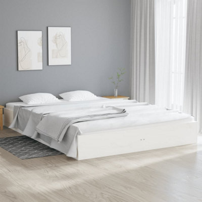 Vidaxl Bed Frame Without Mattress White Solid Wood 150X200 Cm King Size King Size from B&Q