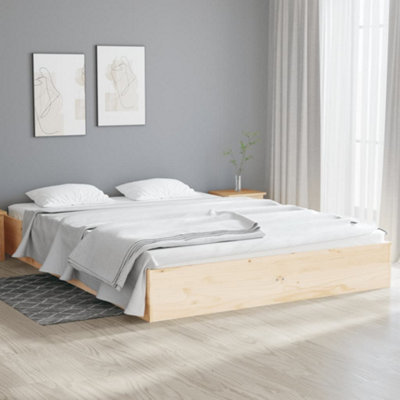 Vidaxl Bed Frame Without Mattress Solid Wood 135X190 Cm Double Double Grain