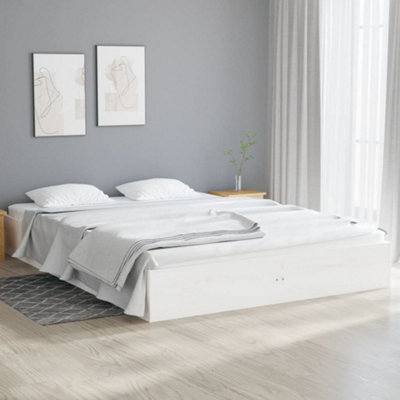 VidaXL Solid Wood Bed Frame - White - 135x190 cm Double - Image 4