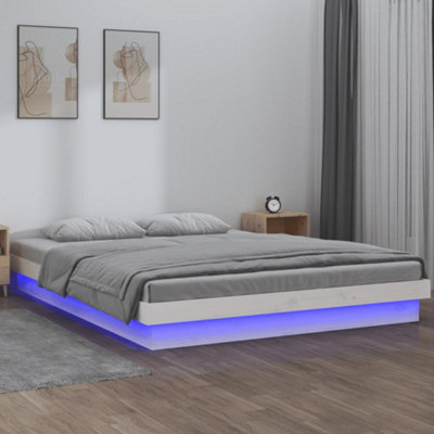 B&Q -  Led Bed Frame Without Mattress White Super King Solid Wood Bed Frames