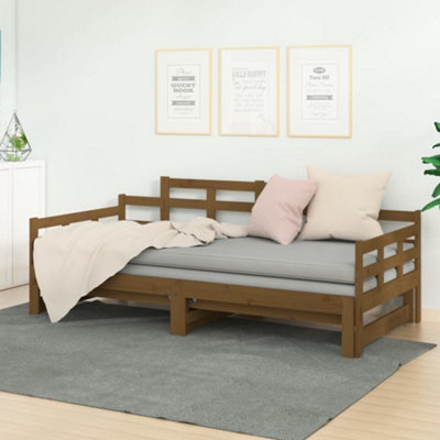 Vidaxl Pull-Out Day Bed Without Mattress Honey 2X(90X200) Cm Brown