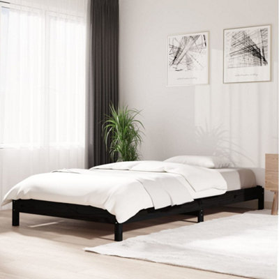 Vidaxl Stack Bed Without Mattress Black 75X190 Cm Small Single Solid Wood Pine from B&Q