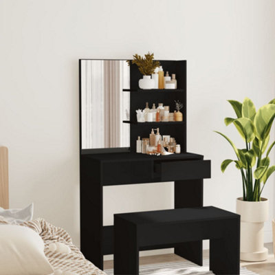 Vidaxl Dressing Table With Mirror Black 74.5X40X141 Cm from B&Q