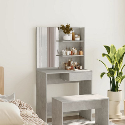 Vidaxl Dressing Table With Mirror Concrete Grey 74.5X40X141 Cm from B&Q