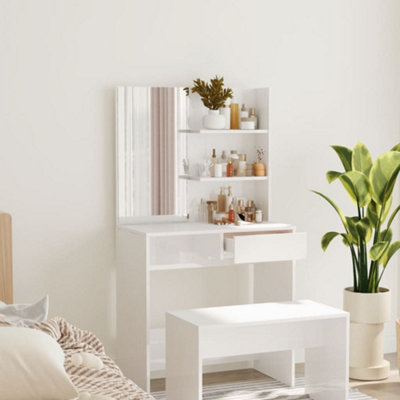 B&Q -  Dressing Table With Mirror High Gloss White 74.5X40X141 Cm