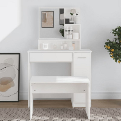 Vidaxl Dressing Table With Mirror White 86.5X35X136 Cm from B&Q