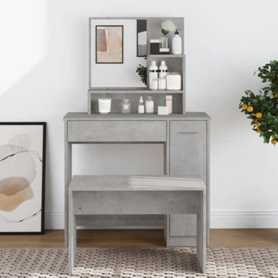 Vidaxl Dressing Table With Mirror Concrete Grey 86.5X35X136 Cm from B&Q