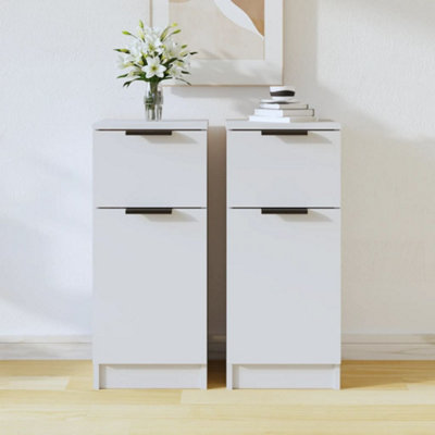 Single Door Single Drawer Sideboard Set Of 2 White Vidaxl - Image 4