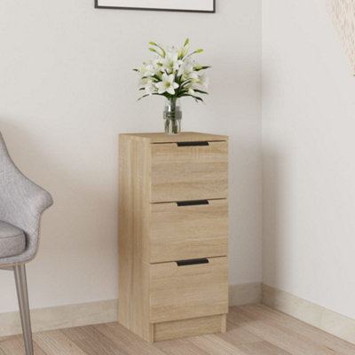VIDAXL Sideboard - 3 Drawer Slim Sideboard - Sonoma Oak - Brown - Image 3