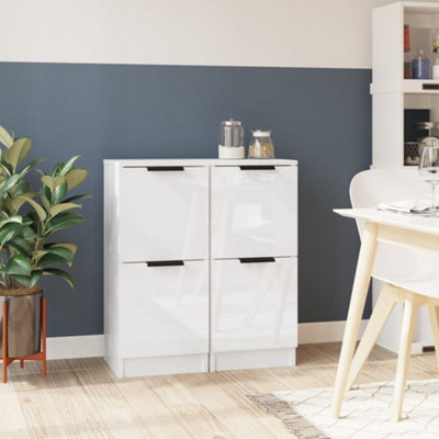 B&Q -  Sideboards 2 Pcs High Gloss White 30X30X70 Cm Engineered Wood