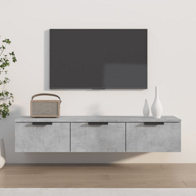 vidaXL 3 Drawer Wall Mounted Cabinet - Grey - Wood - Image 4