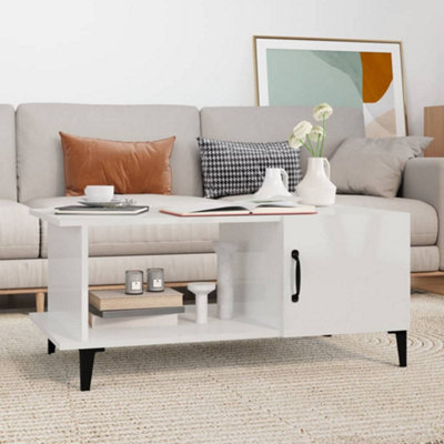 Vidaxl White Coffee Table High Gloss 90X50x40 Cm Engineered Wood