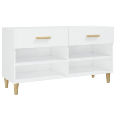 B&Q -  Shoe Cabinet High Gloss White 102X35X55 Cm Engineered Wood
