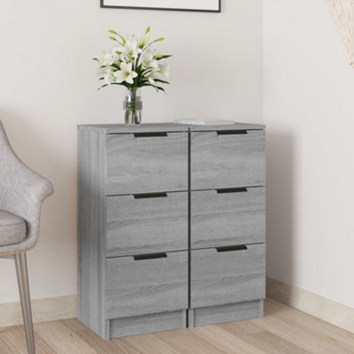 vidaXL 3 Drawer Sideboard - Grey - Engineered Wood - Image 3