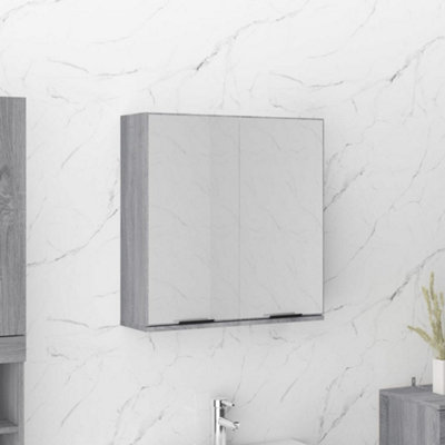 Vidaxl Bathroom Mirror Cabinet Grey Sonoma 64X20X67 Cm