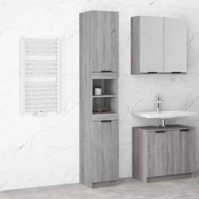 Vidaxl (Grey Sonoma) Bathroom Cabinet Washroom Storage Cabinet Cupboard Engineered Wood - Image 3