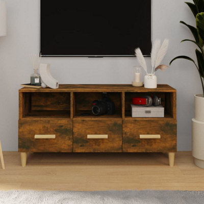 Vidaxl Tv Cabinet Smoked Oak 102X36x50 Cm Engineered Wood