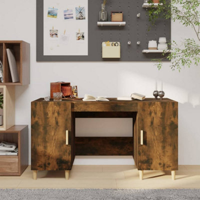 B&Q -  Desk Smoked Oak 140X50X75 Cm Engineered Wood Desks