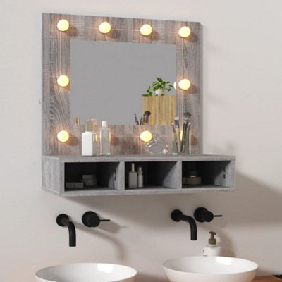 B&Q -  Mirror Cabinet With Led Grey Sonoma 60X31.5X62 Cm