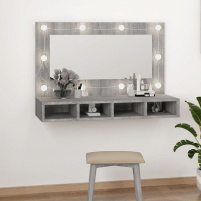 VIDAXL - Bathroom Cabinet - LED Mirror - Wall Mounted - Grey - Image 4