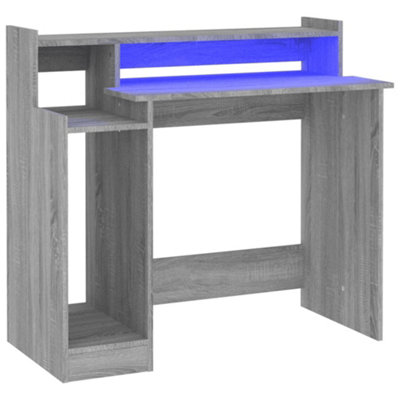 B&Q -  Desk With Led Lights Grey Sonoma 97X45X90 Cm Engineered Wood