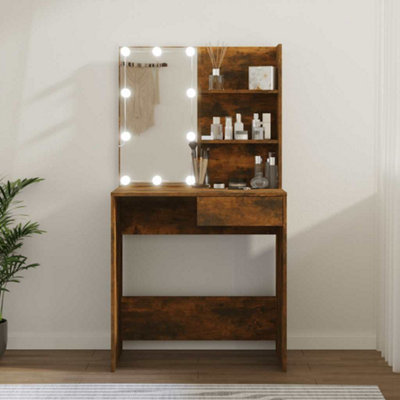 Vidaxl Dressing Table With Led Brown Oak 74.5X40X141 Cm from B&Q