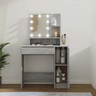 Vidaxl Dressing Table With Led Grey Sonoma 86.5X35X136 Cm from B&Q