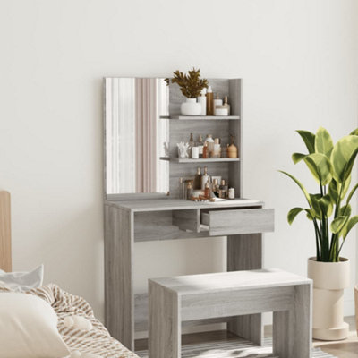 Vidaxl Dressing Table With Mirror Grey Sonoma 74.5X40X141 Cm from B&Q