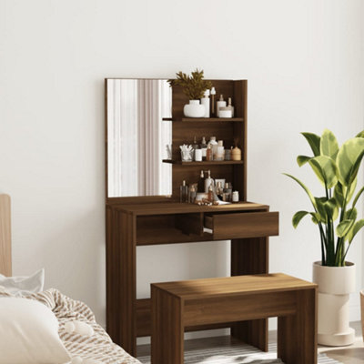 Vidaxl Dressing Table With Mirror Brown Oak 74.5X40X141 Cm from B&Q