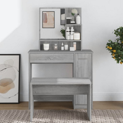 Vidaxl Dressing Table With Mirror Grey Sonoma 86.5X35X136 Cm from B&Q