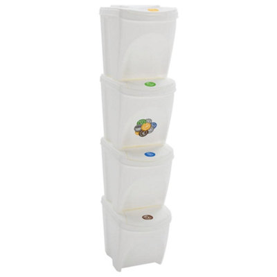 Vidaxl Stackable Garbage Bin Boxes 4 Pcs White 100 L Polypropylene from B&Q