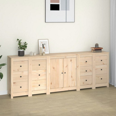 Vidaxl Sideboard 230X35x80 Cm Solid Wood Pine Grain