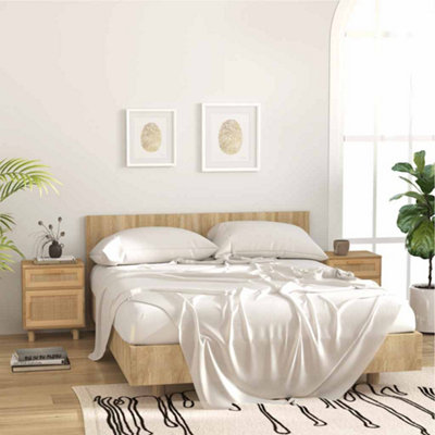 vidaXL Bedside Cabinets - 2 pcs - Brown - Solid Wood Pine & Natural Rattan - 40x30x50 cm - Image 3