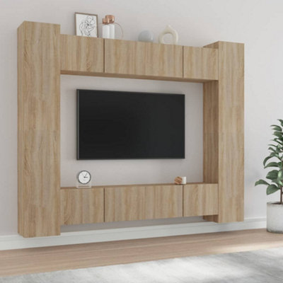 B&Q -  8 Piece Tv Cabinet Set Sonoma Oak Engineered Wood