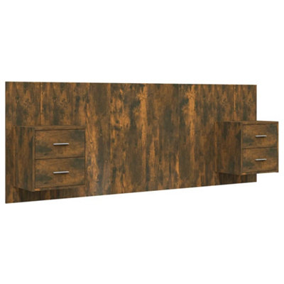 Vidaxl Bed Headboard With Cabinets Smoked Oak Engineered Wood