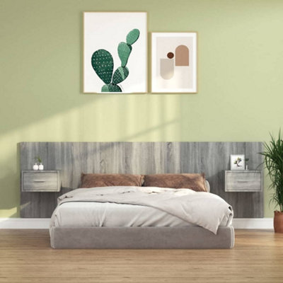 Vidaxl Grey Bed Headboard With Cabinets Sonoma Engineered Wood Bed Headboards With Cabinets