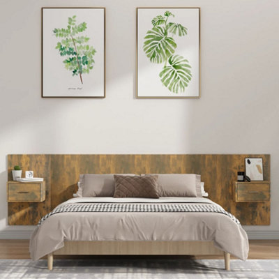 Vidaxl Bed Headboard With Cabinets Smoked Oak Engineered Wood Bed Headboards With Cabinets