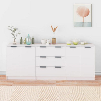 Vidaxl 3 Piece Sideboards White Engineered Wood from B&Q