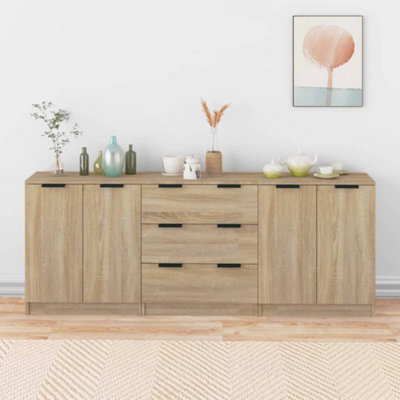 Vidaxl 3 Piece Sideboards Sonoma Oak Engineered Wood from B&Q