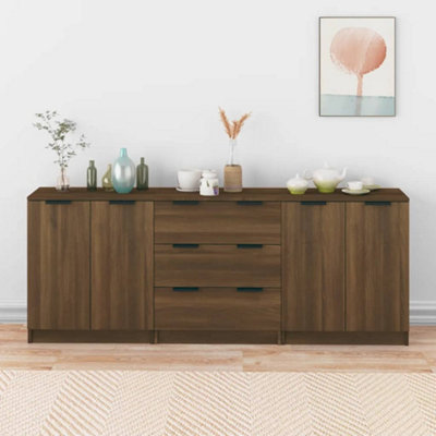 Vidaxl Brown Piece Sideboards Oak Engineered Wood Size 3