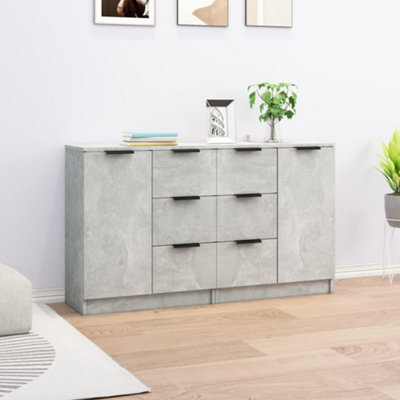 Vidaxl Sideboards 2 Pcs Concrete 60X30x70 Cm Engineered Wood Grey