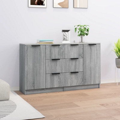 B&Q -  Sideboards 2 Pcs Grey Sonoma 60X30X70 Cm Engineered Wood